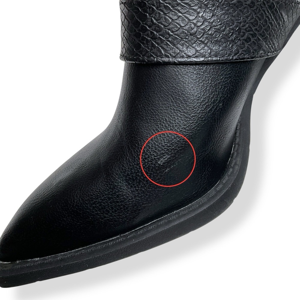 Forever Bootie Women 6.5M Black Pointed Toe Buckle Mule Slip On Western - Picture 11 of 12